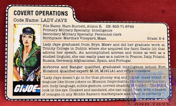 1985 Covert Operations Lady Jaye File Card