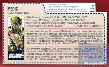 1983 Doc Medic File Card