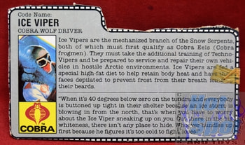 1987 Ice Viper Cobra Wolf Driver File Card