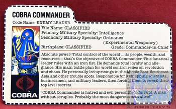 1984 Cobra Commander Enemy Leader File Card