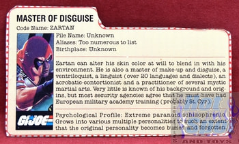 1984 Master of Disguise Zartan File Card