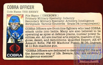 1982 Cobra Officer The Enemy File Card