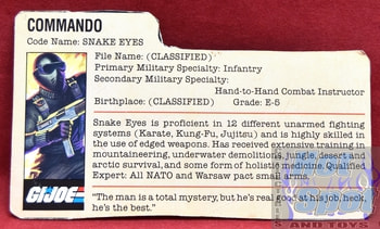 1982 83 Snake Eyes v1 File Card