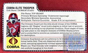 1985 Cobra Elite Trooper Crimson Guard File Card