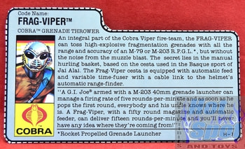 1989 Frag Viper Cobra Grenade Thrower File Card