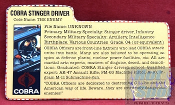 1984 Cobra Stinger Driver File Card
