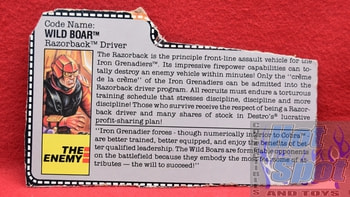 1989 Wild Boar Razorback Driver File Card