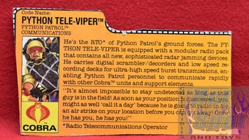 1989 Python Tele Viper Python Patrol File Card