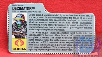 1990 Decimator Hammerhead Driver File Card