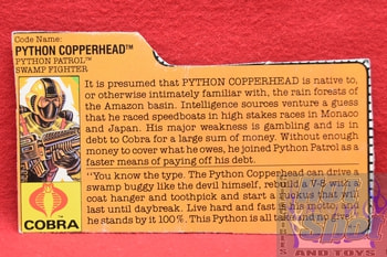 1989 Python Copperhead Patrol Swamp Fighter File Card