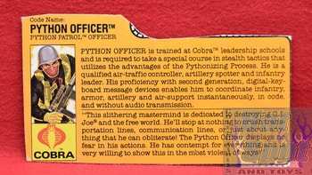 1989 Python Officer Patrol File Card