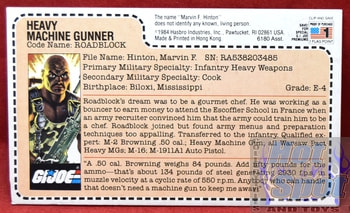 1984 Heavy Machine Gunner Roadblock File Card