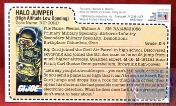 1984 Halo Jumper Rip Cord File Card