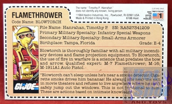 1984 Flamethrower Blowtorch File Card