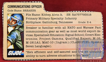 1982 Breaker Communications Officer File Card