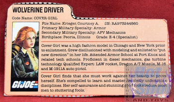 1983 Cover Girl Wolverine Driver File Card