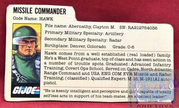 1982 Missile Commander Hawk v1 File Card