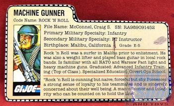 1982 Rock N Roll Machine Gunner File Card