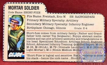 1982 Short-Fuze Mortar Soldier File Card
