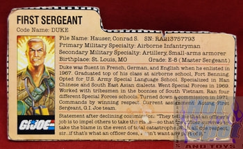 1983 First Sergeant Duke File Card