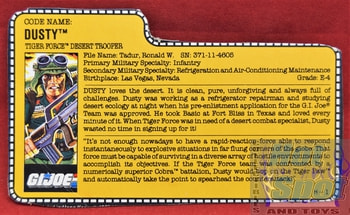 1988 Dusty Tiger Force Desert Trooper File Card