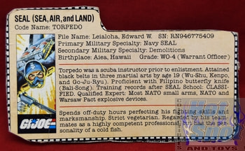 1983 Seal (Sea, Air, and Land) Torpedo File Card