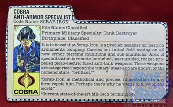 1984 Cobra Anti-Armor Specialist Scrap-Iron File Card