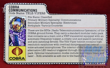 1985 Cobra Communications Tele-Vipers File Card