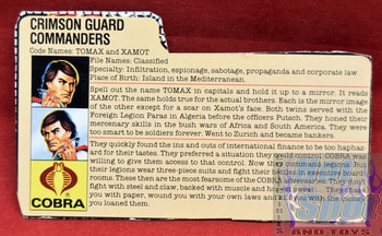 1985 Crimson Guard Commanders Tomax and Xamot File Card