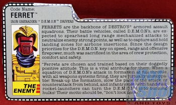 1988 Iron Grenadier D.E.M.O.N. Driver Ferret File Card