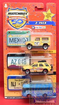 Across America 50th Birthday Series 3 Pack Mexico Land Rover 90 Arizona Isuzu Rodeo New Jersey Ikarus Coach