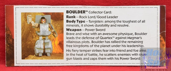 Gobots 1986 Good Rock Lords Boulder Stats Card