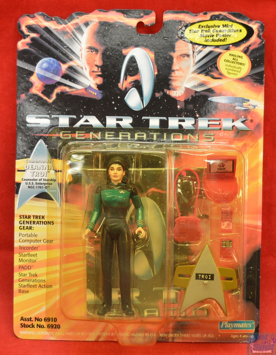 Set of 8 Star Trek Generations PVC Figures: Capt Kirk Gordy Deanna Troi Data 
