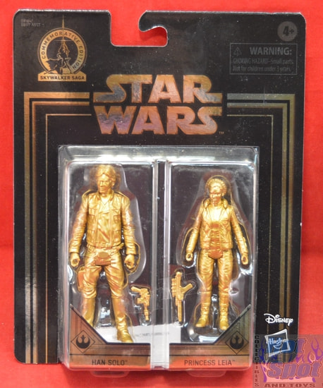 Gold Exclusive 2 Pack Leia Han Solo Figures