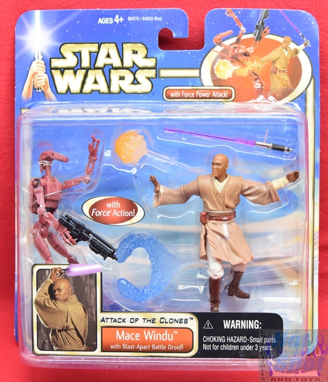 Attack of the Clones Mace Windu w/ Blast-Apart Battle Droid Figure 2 Pack