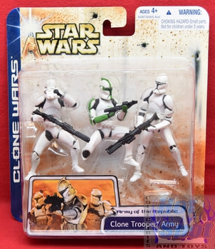 Clone Wars Clone Trooper Army Green Stripe Figure 3 Pack