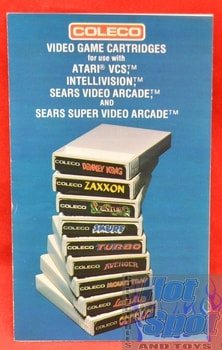 Coleco Video Game Cartridges Insert