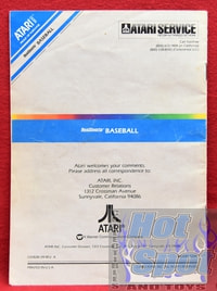 Atari 5200 Baseball Instruction Booklet