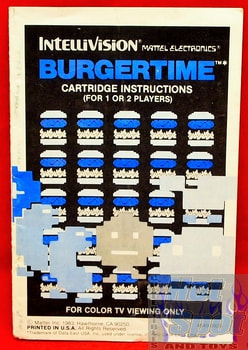 Burger Time Cartridge Instructions