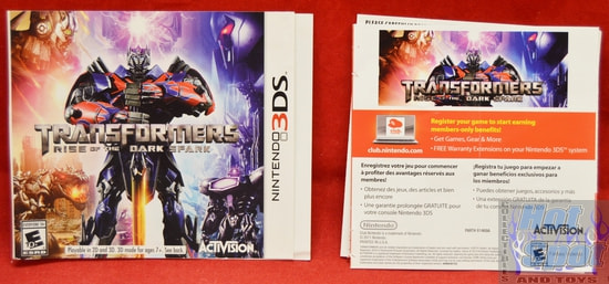 3DS Transformers Rise of the Dark Spark BOOKLET AND SLIP COVER ONLY