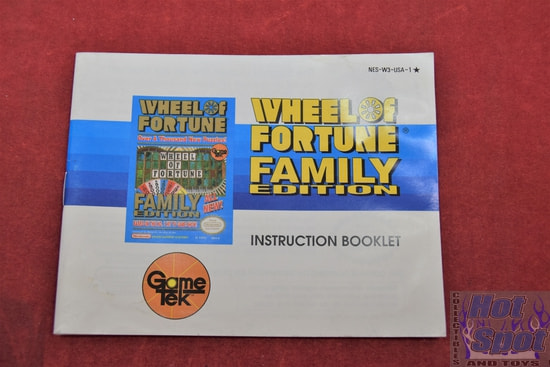 Wheel of Fortune Family Edition Nintendo NES Instruction Booklet