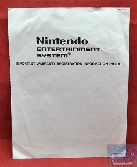 Nintendo NES Warranty Registration Insert CD-2-NES