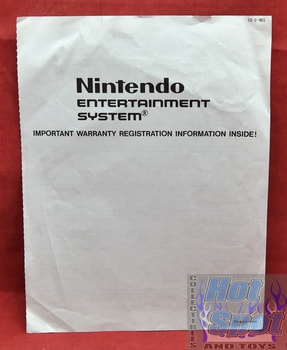 Nintendo NES Warranty Registration Insert CD-2-NES