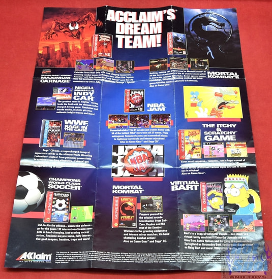 Acclaim's Dream Team ! Poster Insert for Sega Genesis